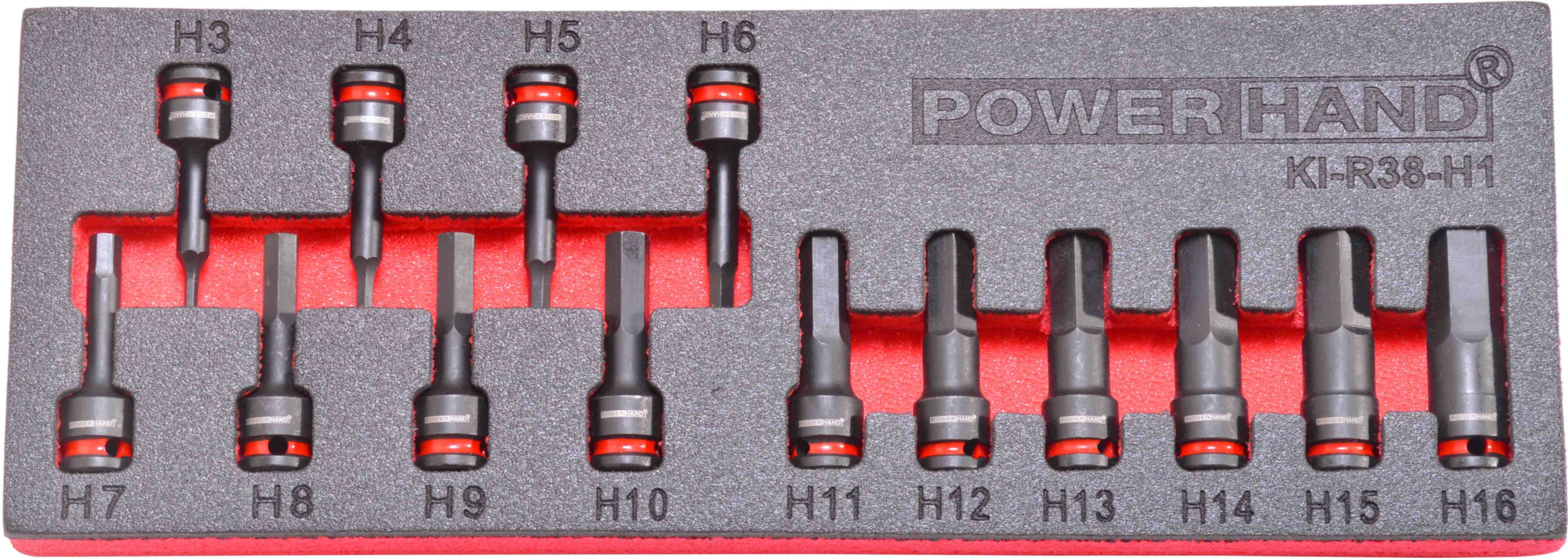 Powerhand 3/8" Hex Impact Socket Set (H3-H16)