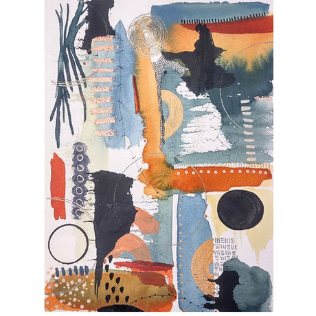 Mixed media on water color paper. Acrylic ink, water color and acrylic markers.