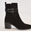Thumbnail: BLack Suede Boot with small block heel and two buckle design