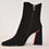Thumbnail: Black Suede Leather Block Heel bootie 