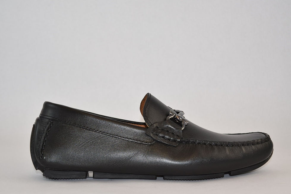 Thumbnail: Black Leather Loafer with metallic Buckle