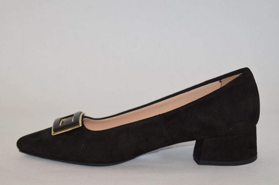 Thumbnail: Black Suede Kitten Block Heel Pump