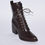 Thumbnail: Brown Leather Block Heel Boot with adjustable laces 