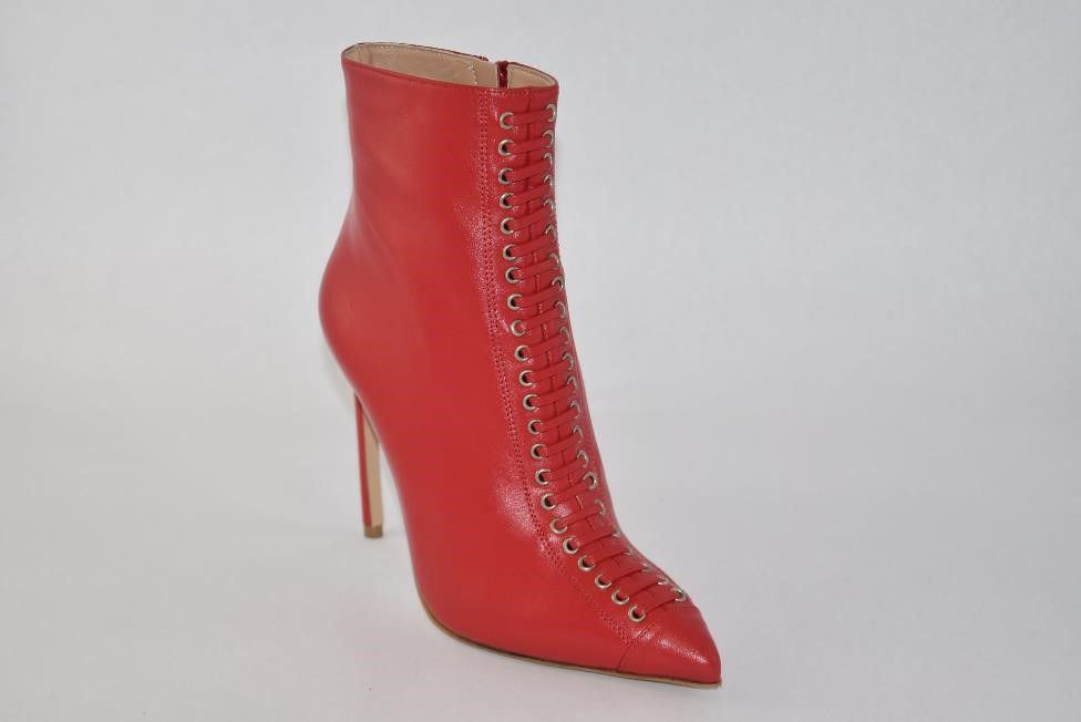 Red Leather Stiletto Bootie