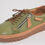 Thumbnail: Green Leather Sneaker with laces and side zipper and brown rubber sole