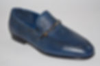 Blue Leather dress loafer with front buckle design 