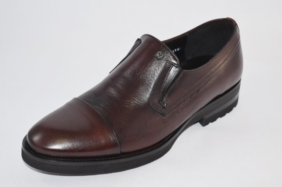Burgundy Leather Slip On dressy casual Shoe with rubber sole