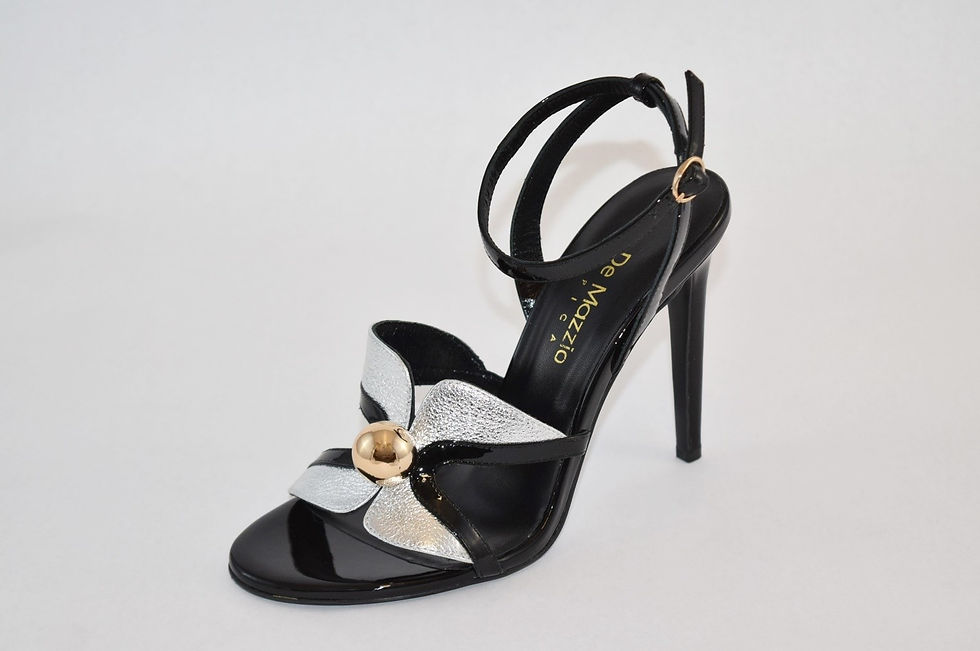 Silver Front Bow Design Stiletto Sandal with ankle strap