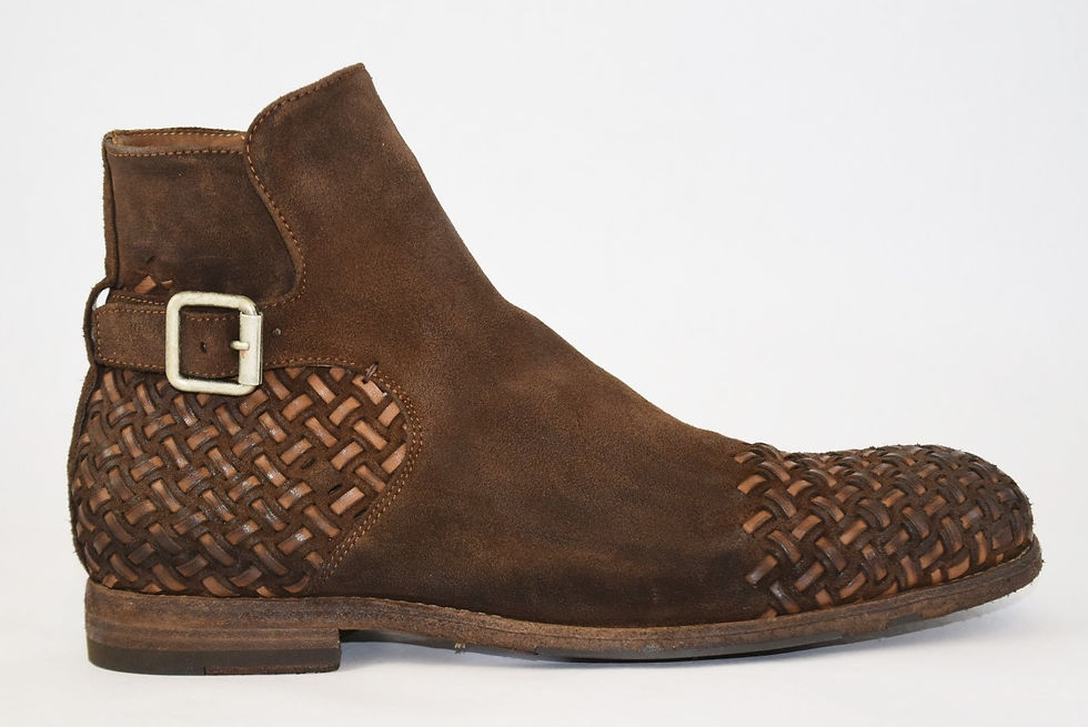 Black various leatheres and embossed leather Designed dress shoe with adjustable laces