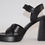 Thumbnail: Black Leather Block Heel Sandal with ankle strap