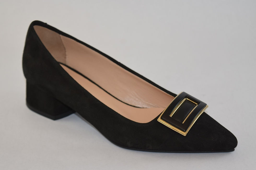 Thumbnail: Black Suede Kitten Block Heel Pump