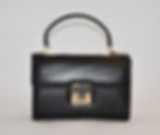 Small Black Leather Bag with leather handle and gold chain