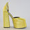 Thumbnail: Yellow satin Block heel Pump with high platform and ankle strap