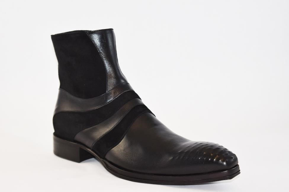 Thumbnail: Black Leather and Suede Leather Boot 