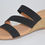 Thumbnail: Black elastic strap small wedge sandal with leather inner 