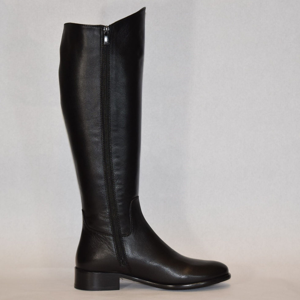 Thumbnail: Black Leather high boot with side zipper design and full length side zipper