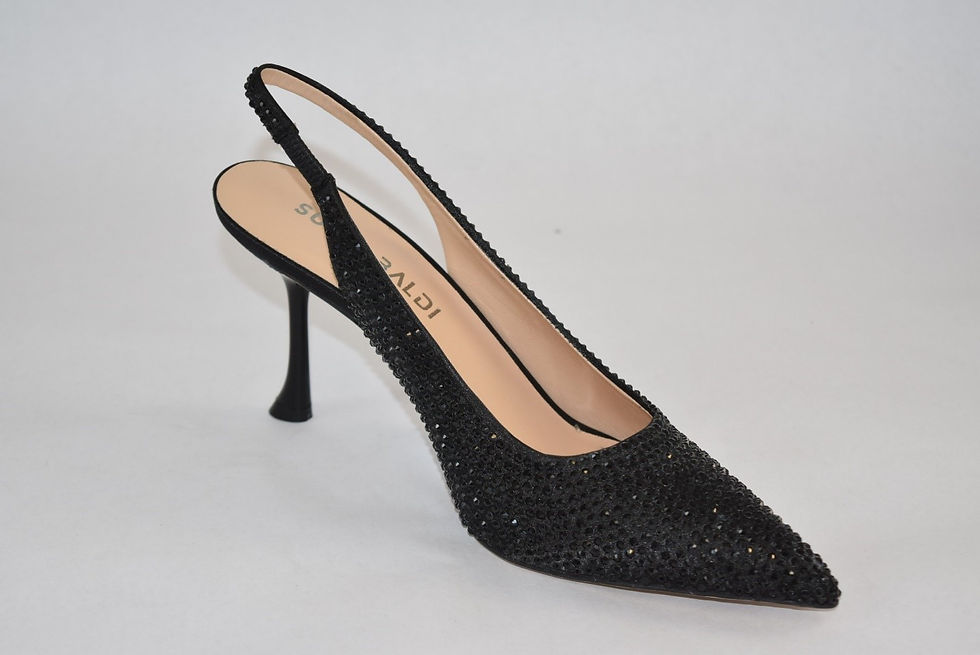 Thumbnail: Black Rhinestone covered Medium stiletto slingback pump