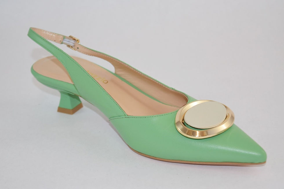 Mint Leather Kitten heel slingback pump