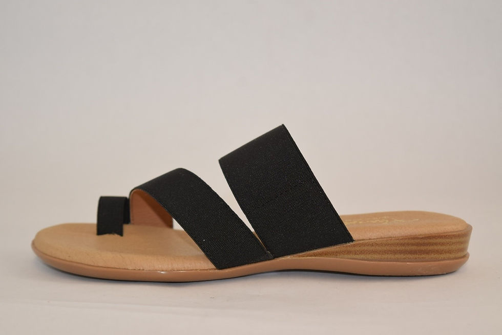 Thumbnail: Black elastic strap small wedge sandal with leather inner 