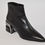 Thumbnail: Black Leather Ankle Boot with Small Block Heel  