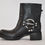 Thumbnail: Black Leather Ankle Boot with square toe and side buckle design