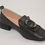 Thumbnail: Black Perforated Leather Loafer with front buckle design