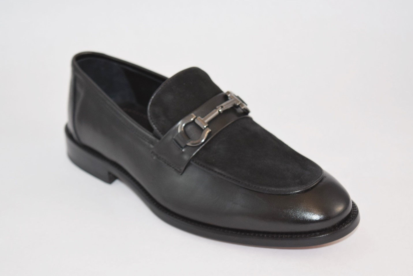 Black Leather and Suede Upper Mens dress shoe
