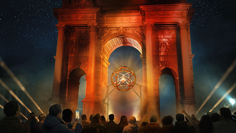 La presentazione del braciere olimpico collocato presso l'Arco della Pace di Milano