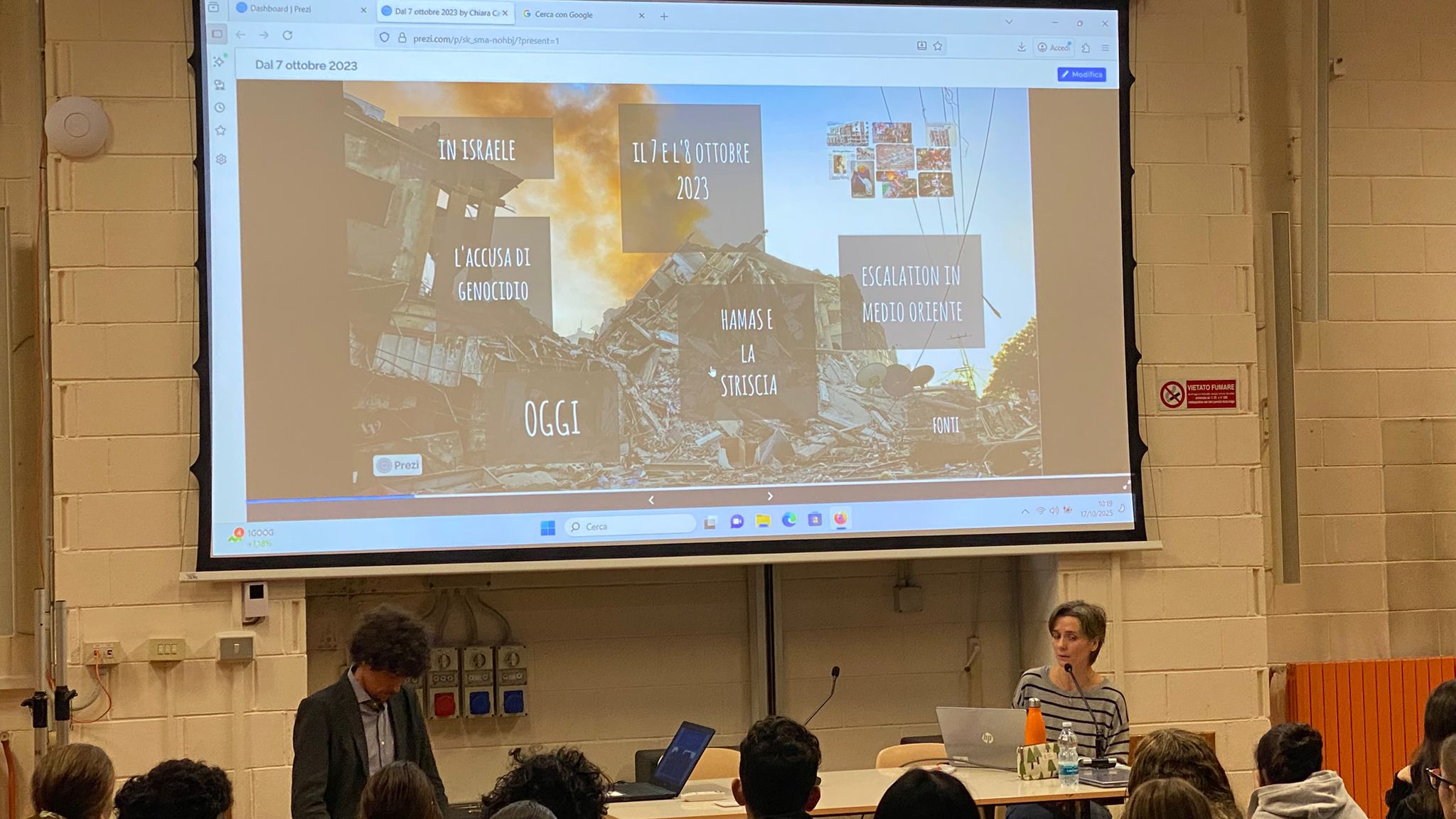 La prof.ssa Chiara Castelletti illustra la situazione attuale nella Striscia di Gaza. - Foto di Giulia Redaelli