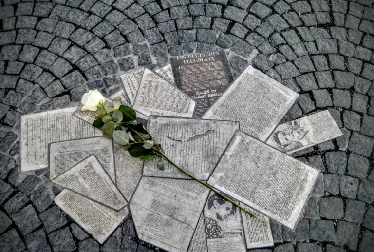 Immagine-simbolo dei giovani della "Rosa Bianca", il gruppo di resistenza non-violenta al Nazismo attivo negli anni 1942-43