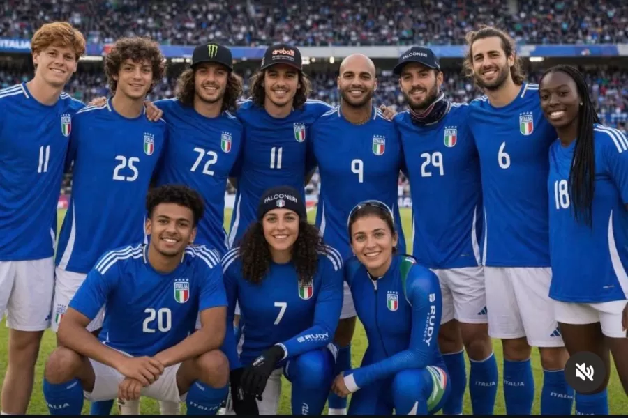 Il fotomontaggio creato da Gianmarco Tamberi, atleta italiano di livello mondiale nel salto in alto.