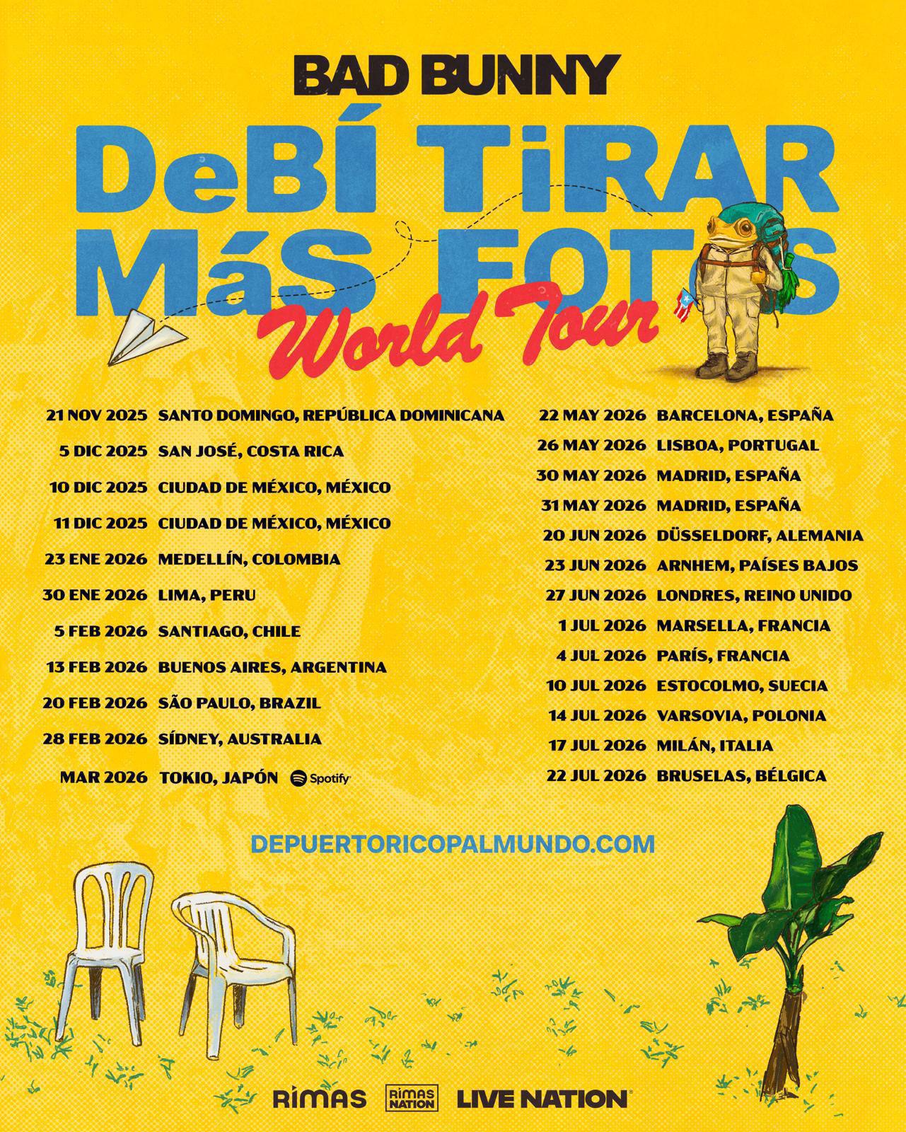 Le date del tour mondiale “DeBÍ TiRAR MáS FOToS”