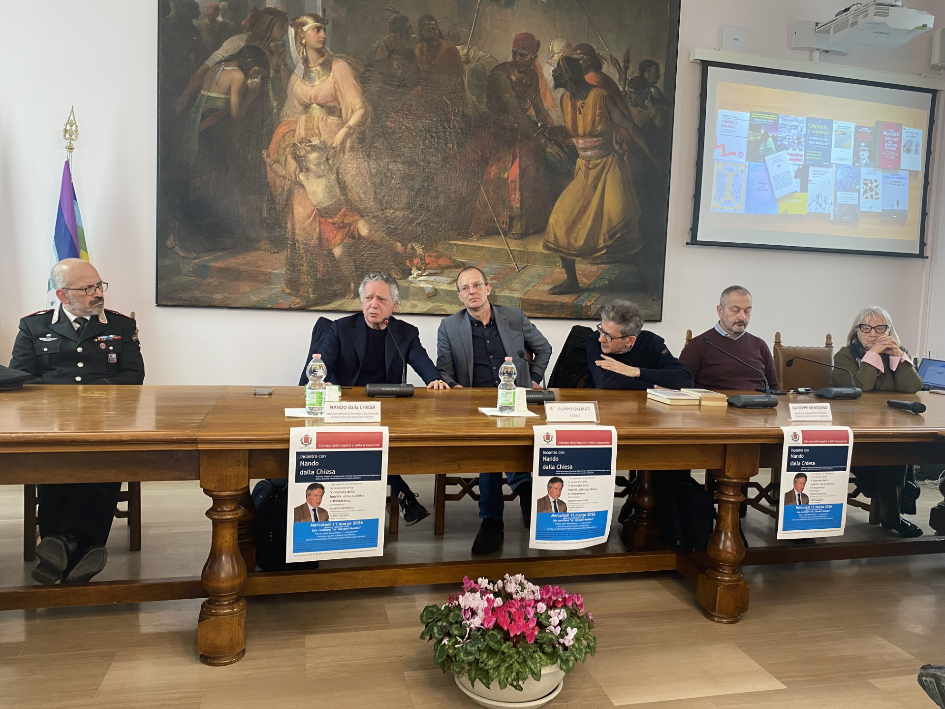 Nando dalla Chiesa durante l'incontro con alcune classi dell'Istituto tenutosi mercoledì 11 marzo presso il Comune di Casatenovo