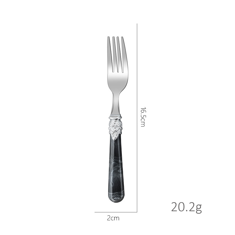 Thumbnail: Marble style black handle cutlery set