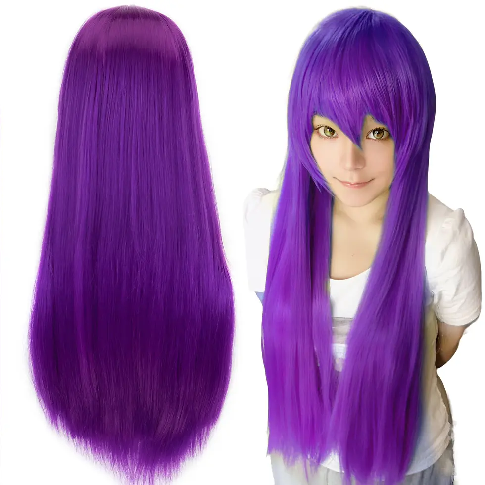 Thumbnail: 80cm Straight Synthetic Cosplay Wig White Purple Green Silver Pink Lolita