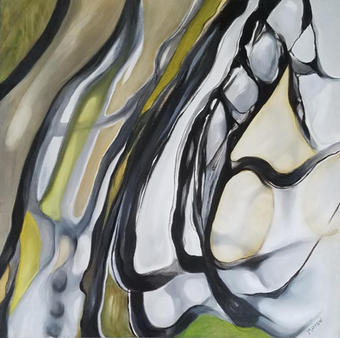 Yellow Square Abstract 1 oil on canvas 24 x 24