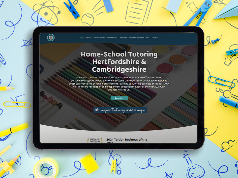 Home-School Tutoring website for Hertfordshire & Cambridgeshire