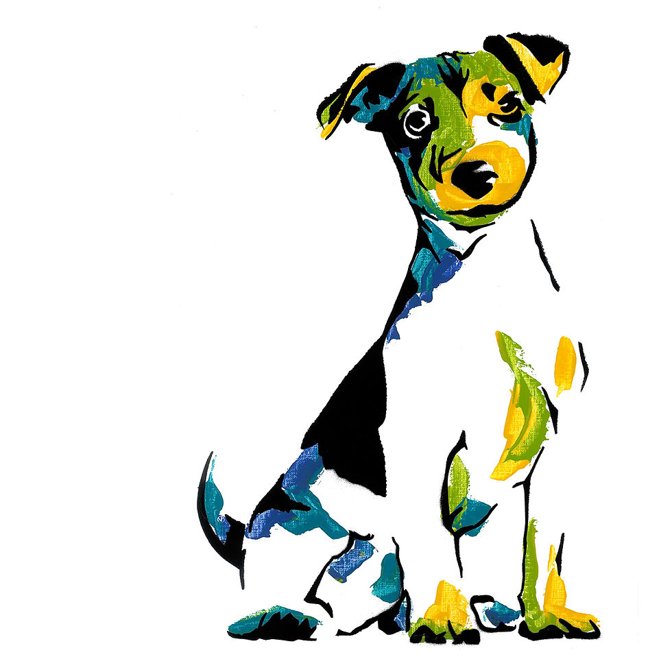 A colourful portrait of a jack russell