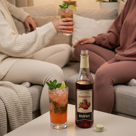 RECEPT JAHODOVÉ MOJITO s jahodovým sirupom RUPSY