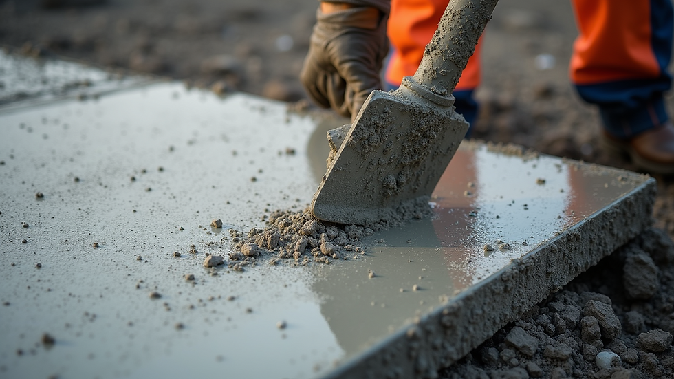 صب ألواح الخرسانة في موقع البناء
