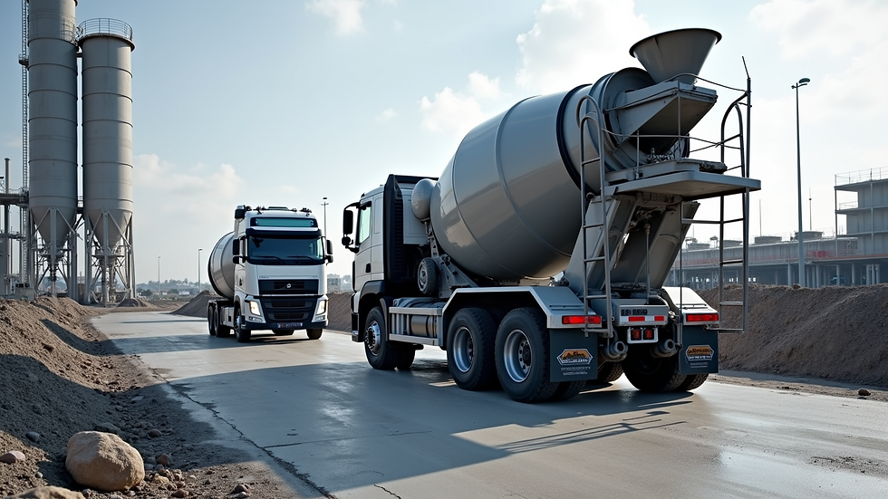 موقع بناء حديث يستخدم الخرسانة الجاهزة