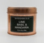 Lime, Basil and Mandarin soy wax candle in a rose gold tin