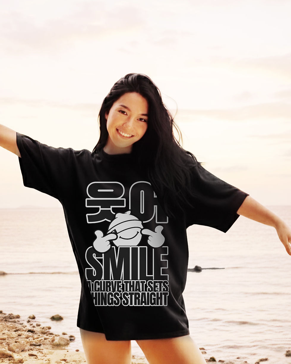 'Smile, A Curve That Sets Things Straight' Smile T‑Shirt