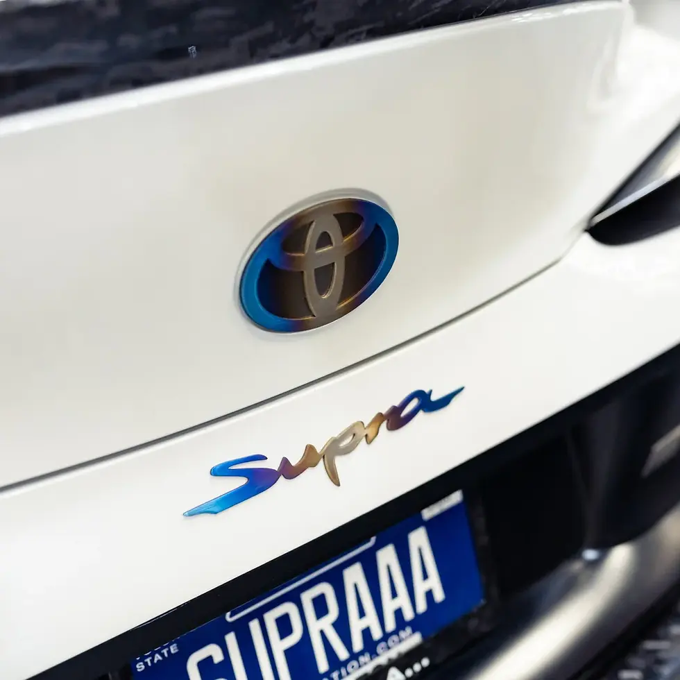 Thumbnail: The JDC Titanium "Supra" Badge is made to be a direct replacement for the factory plastic Supra badge and will add an additio