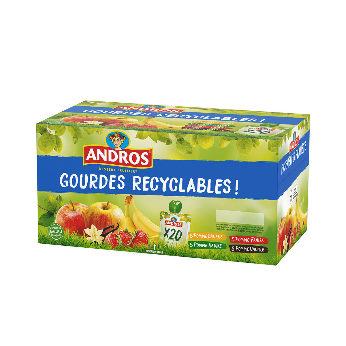 ANDROS - GOURDES DE COMPOTE MULTIFRUITS Paquet de 20 gourdes