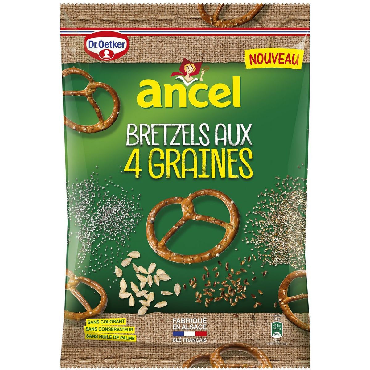 ANCEL - BRETZELS AUX 4 GRAINES Paquet de 125g