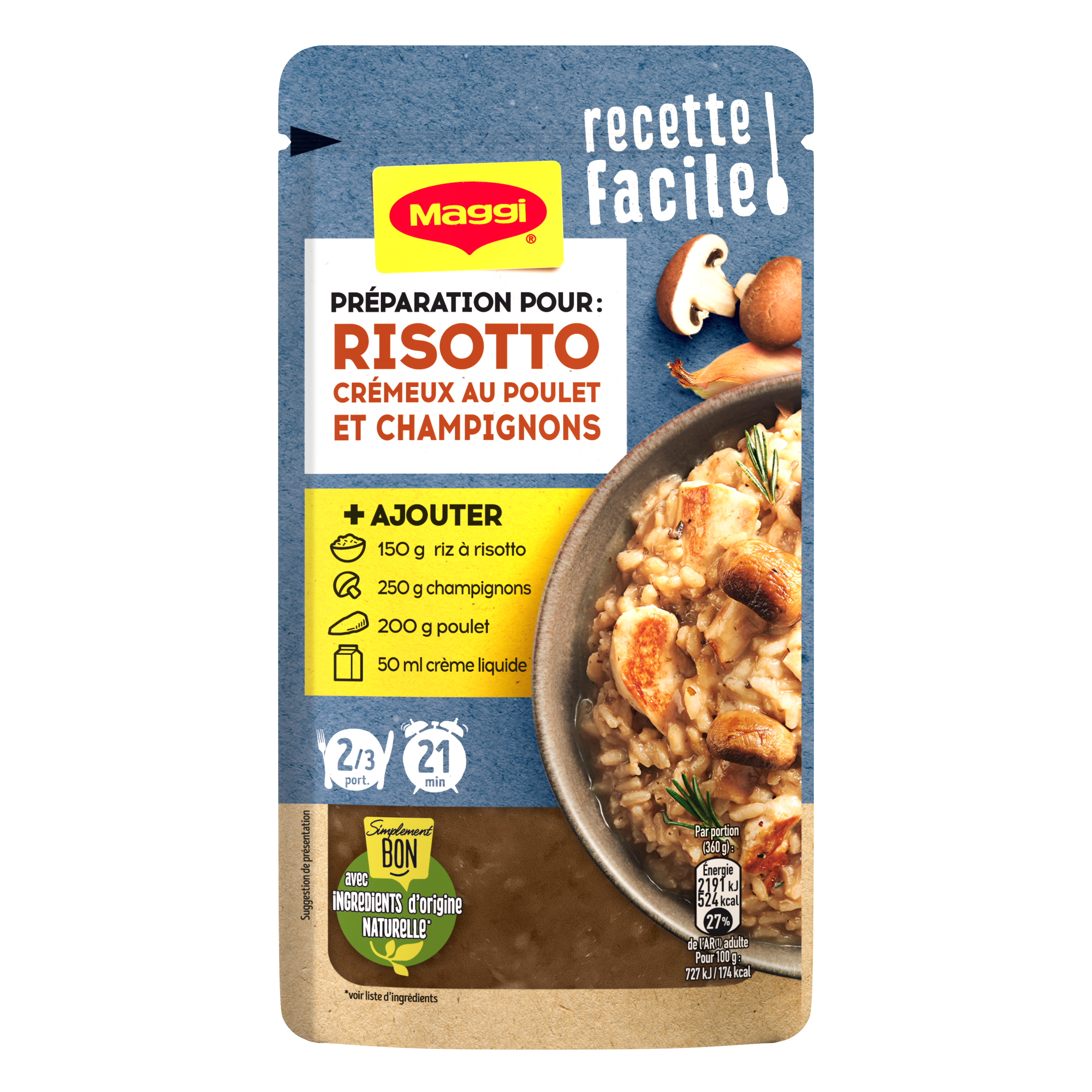 MAGGI - PREPARATION POUR RISOTTO POULET ET CHAMPIGNON Sachet de 65g