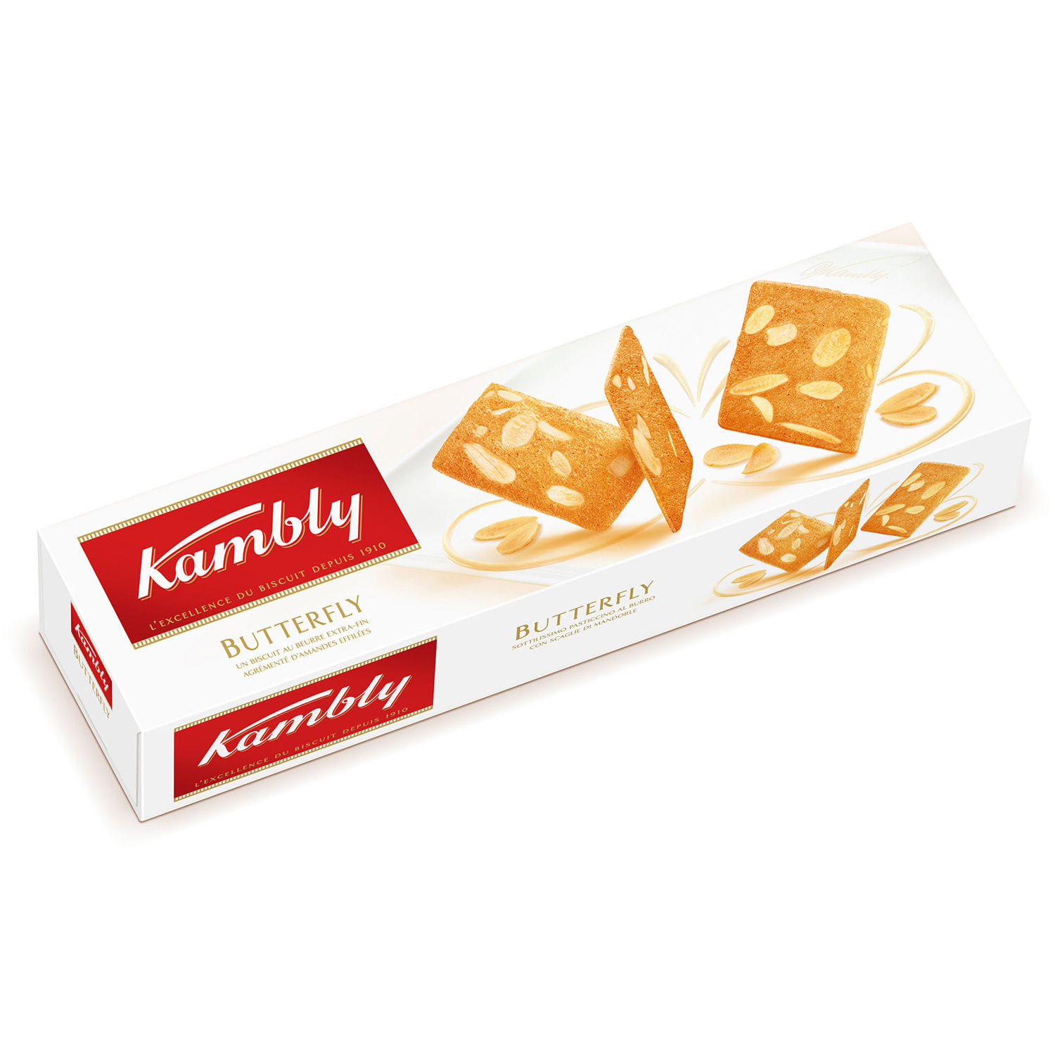 KAMBLY - BISCUITS BEURRE ET AMANDES BUTTERFLY  Paquet de 100g