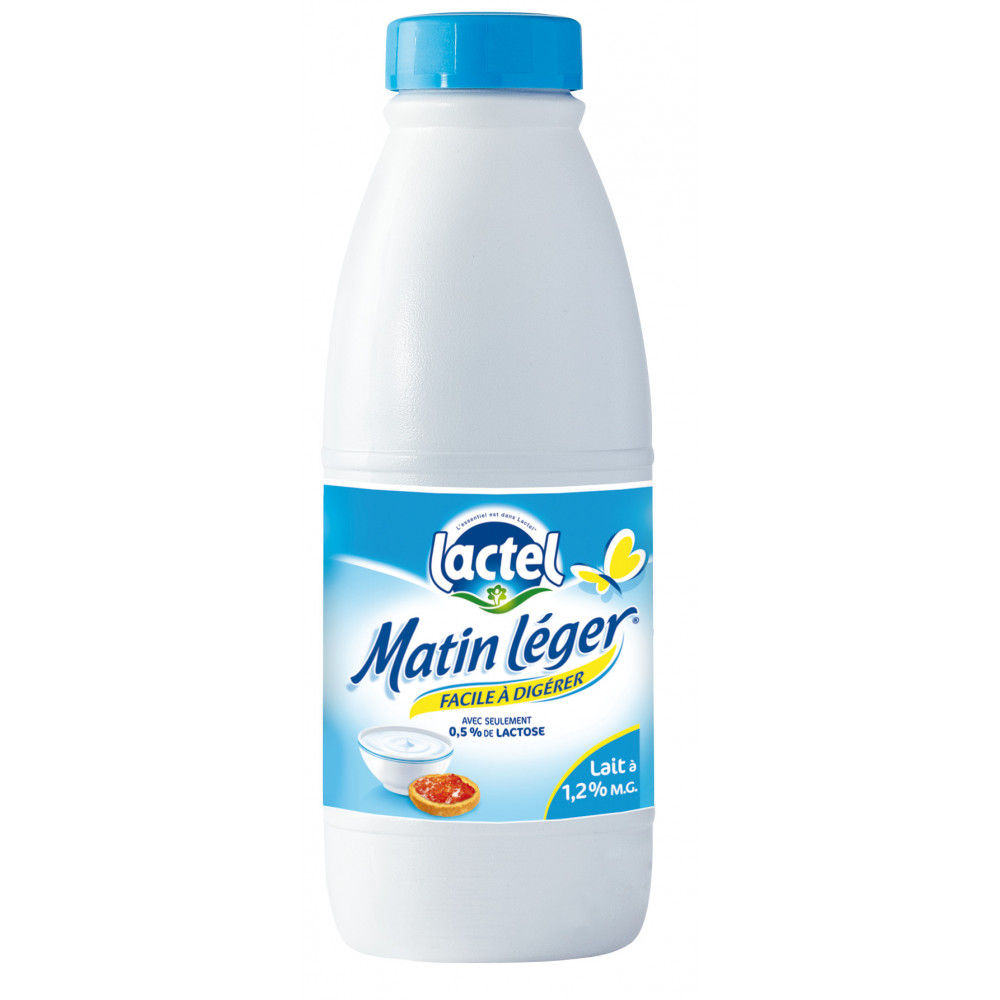 LACTEL - LAIT DEMI-ECREME SANS LACTOSE MATIN LEGER La bouteille de 100cl