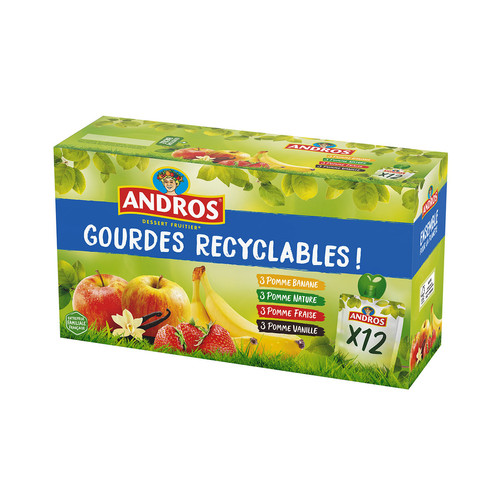 ANDROS GOURDES DE COMPOTE MULTIFRUITS Paquet de 12 gourdes clic
